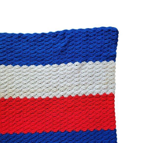 American Flag Hand Made Afghan Crochet Blanket Throw‎ Patriotic VTG USA 62"x 52" - Picture 7 of 8
